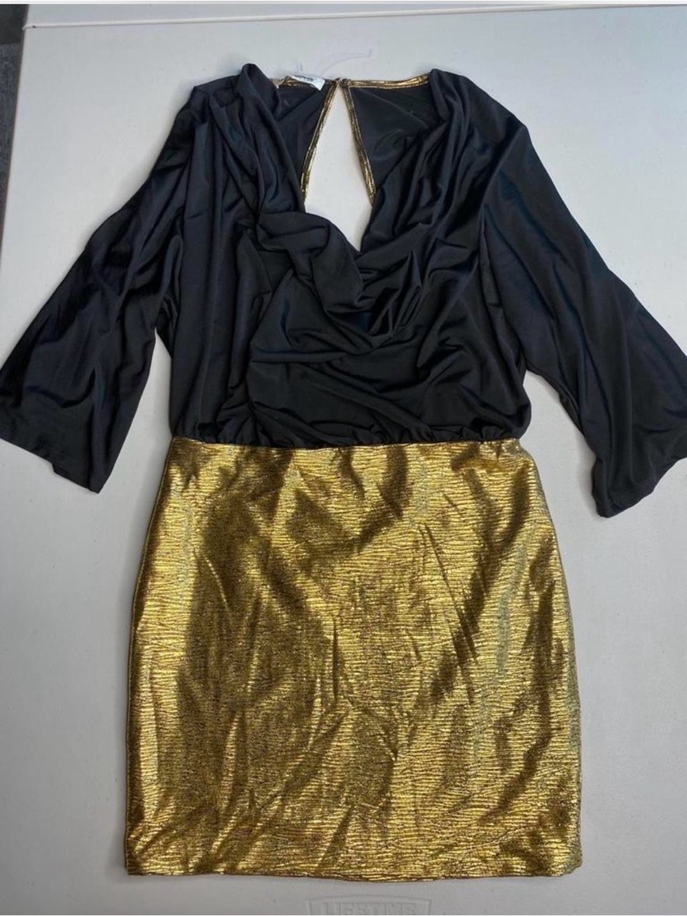 Arden B Black Top with Gold Metallic Mini Skirt